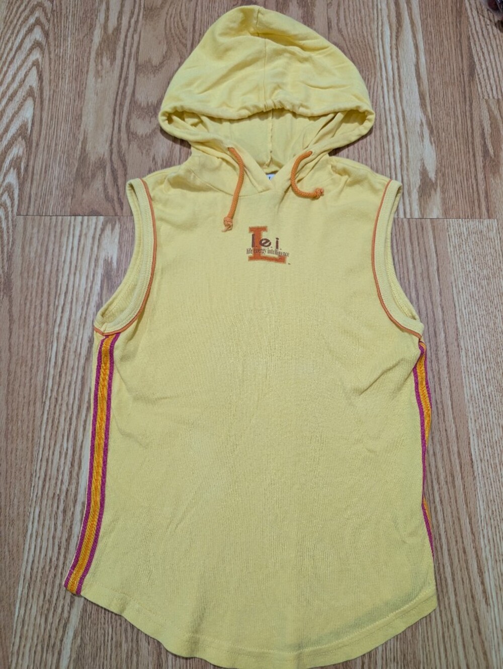 Vintage 90's Girls Sleeveless Hooded Tank Yellow Medium